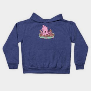 Cute Squid Squirting Squid Ink Pasta Funny Kids Hoodie